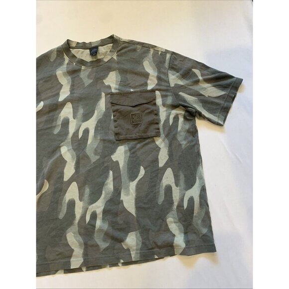 Armani Exchange Men's Green Camo Pocket Logo Tee XL 100% Cotton - Picture 3 of 10